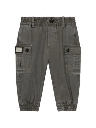 DOLCE & GABBANA LOGO-PLAQUE GABARDINE CARGO TROUSERS
