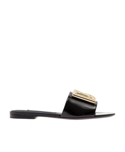 DOLCE & GABBANA DOLCE  GABBANA LOGO PLAQUE SLIP-ON SANDALS