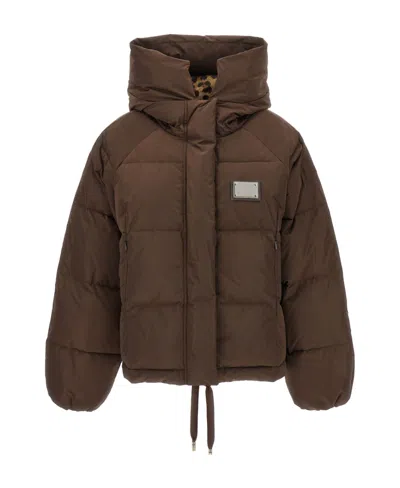 DOLCE & GABBANA LOGO-PLAQUE PADDED JACKET