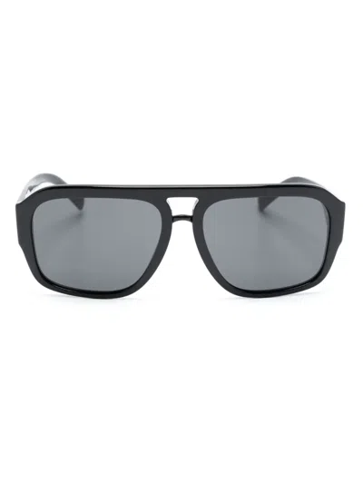 DOLCE & GABBANA LOGO-PLAQUE PILOT-FRAME SUNGLASSES