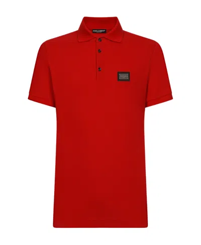 DOLCE & GABBANA LOGO-PLAQUE POLO SHIRT