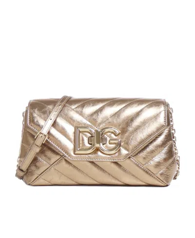 DOLCE & GABBANA DOLCE  GABBANA LOGO PLAQUE QUILTED SHOULDER BAG
