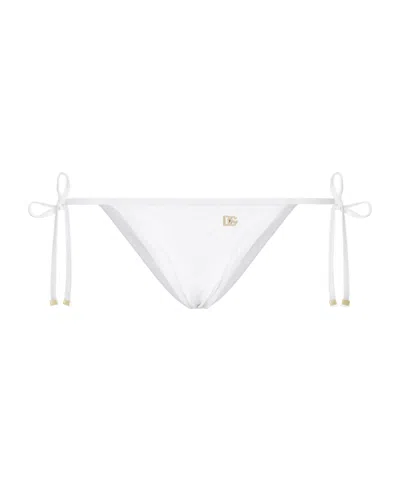 DOLCE & GABBANA LOGO-PLAQUE SIDE-TIE BIKINI BOTTOM