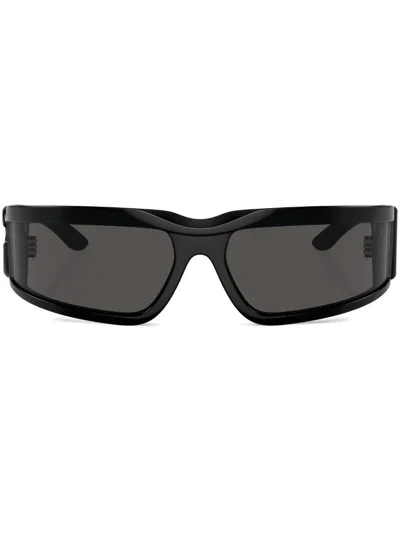DOLCE & GABBANA LOGO-PLAQUE WRAPAROUND SUNGLASSES