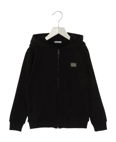 DOLCE & GABBANA DOLCE  GABBANA KIDS LOGO PATCH ZIP-UP HOODIE