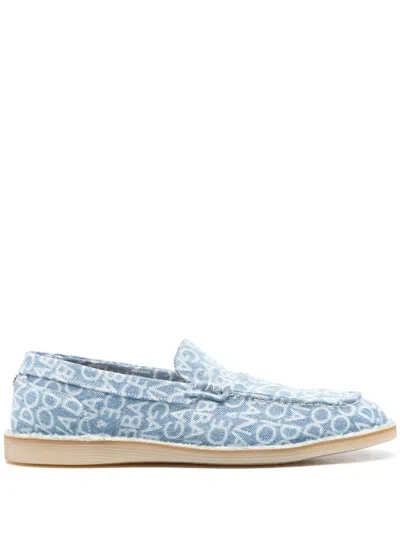DOLCE & GABBANA LOGO-PRINT DENIM LOAFERS