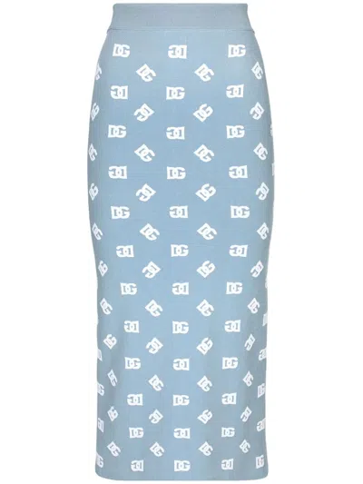 DOLCE & GABBANA DNA LOGO-PRINT STRAIGHT SKIRT