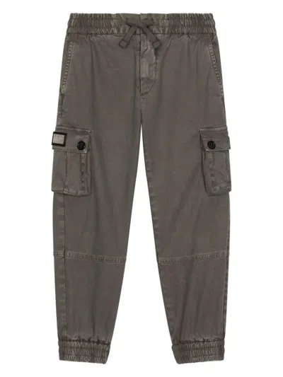 DOLCE & GABBANA LOGO-TAG GABARDINE CARGO TROUSERS