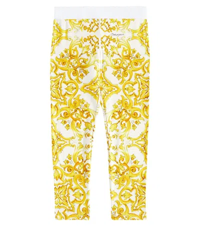 DOLCE & GABBANA MAJOLICA COTTON-BLEND JERSEY LEGGINGS