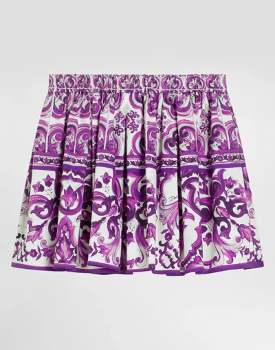 DOLCE & GABBANA MAJOLICA-PRINT COTTON SKIRT