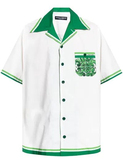 DOLCE & GABBANA MAJOLICA-PRINT POPLIN SHIRT