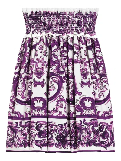 DOLCE & GABBANA MAJOLICA-PRINT POPLIN SKIRT