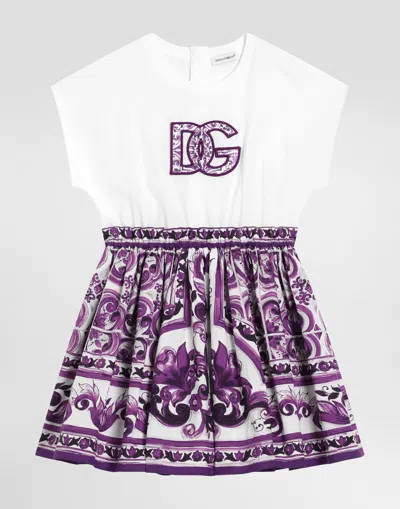 DOLCE & GABBANA MAJOLICA-PRINT SHORT-SLEEVED DRESS
