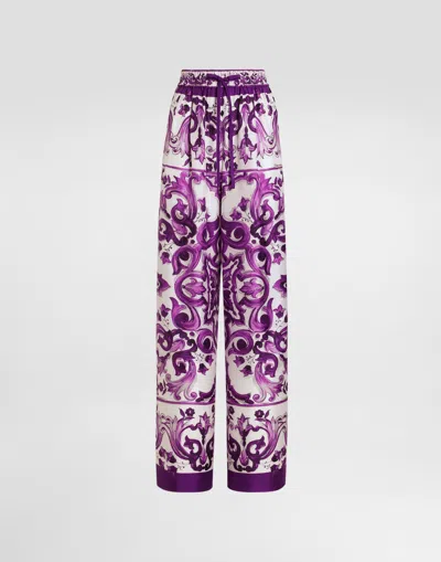 DOLCE & GABBANA MAJOLICA-PRINT TWILL TROUSERS