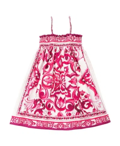 DOLCE & GABBANA MAJOLICA PRINTED COTTON POPLIN DRESS