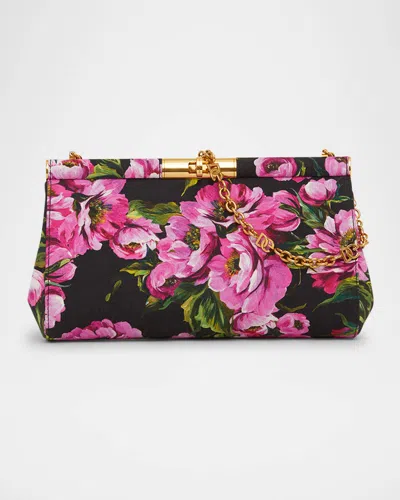 DOLCE & GABBANA MARLENE MEDIUM FLOWER-PRINT CLUTCH BAG