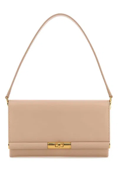 DOLCE & GABBANA POWDER PINK LEATHER MARLENE CLUTCH