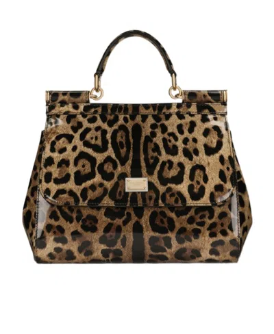 DOLCE & GABBANA DOLCE  GABBANA KIM LEOPARD-PRINTED MEDIUM SICILY BAG