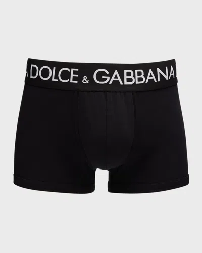 DOLCE & GABBANA MEN'S 2-PACK WAISTBAND-LOGO JERSEY BOXERS