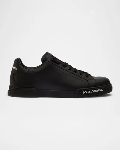 DOLCE & GABBANA MEN'S LEATHER LOW-TOP SNEAKERS