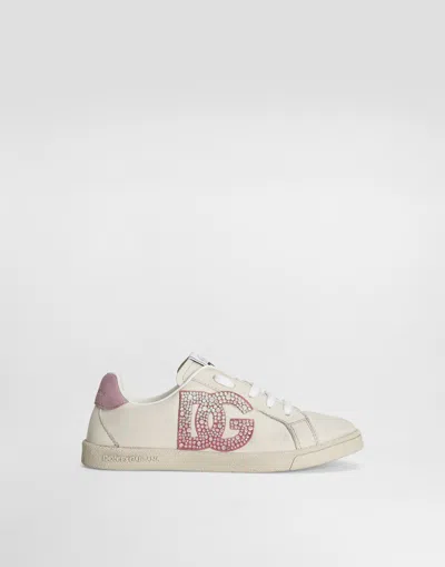 DOLCE & GABBANA MESH AND SPLIT LEATHER DG RUNNING SNEAKERS