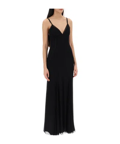 DOLCE & GABBANA DOLCE  GABBANA V-NECK TULLE MAXI DRESS