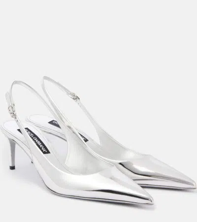 DOLCE & GABBANA METALLIC LEATHER SLINGBACK PUMPS