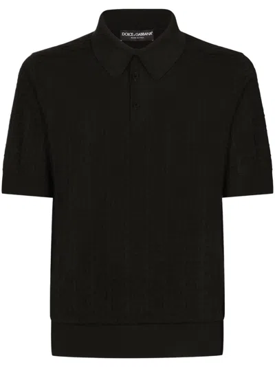 DOLCE & GABBANA MONOGRAM-JACQUARD SILK POLO SHIRT
