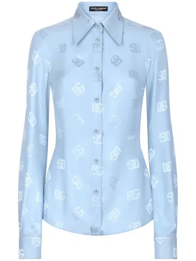 DOLCE & GABBANA DNA MONOGRAM-JACQUARD SILK SHIRT