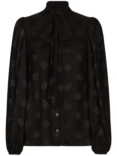 DOLCE & GABBANA DNA MONOGRAM-JACQUARD SILK SHIRT