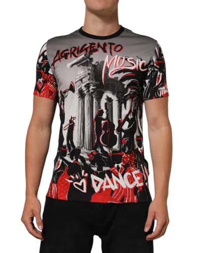 DOLCE & GABBANA MULTICOLOR AGRIGENTO DANCE JAZZ MUSIC PRINT T-SHIRT