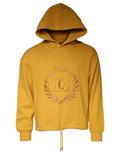 DOLCE & GABBANA MUSTARD DG HOODED MEN SWEATSHIRT SWEATER