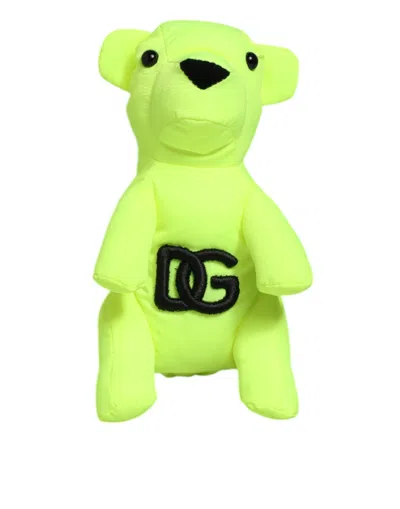 DOLCE & GABBANA NEON GREEN BEAR EMBROIDERED LOGO MEN KEYCHAIN CLASP  KEYRING