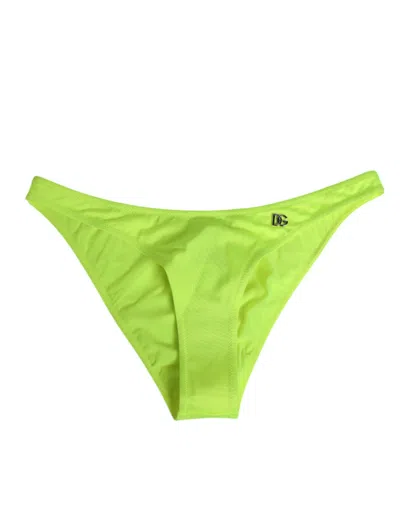 DOLCE & GABBANA NEON GREEN DG LOGO SWIM BRIEFS WOMEN UNDERWEAR