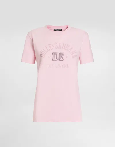 DOLCE & GABBANA OVERSIZE JERSEY T-SHIRT WITH RAISED DG LOGO EMBROIDERY