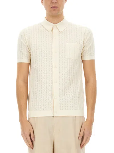 DOLCE & GABBANA PERFORATED COTTON KNIT SHIRT