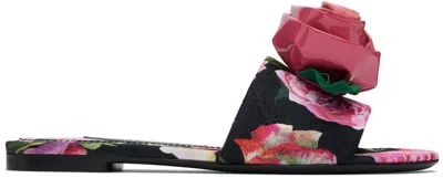 DOLCE & GABBANA PINK & BLACK ROSE SANDALS