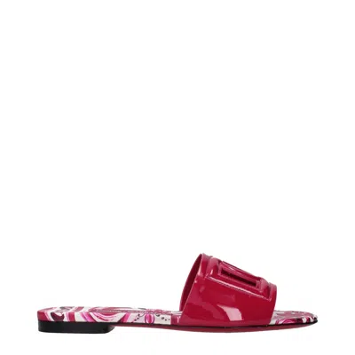 DOLCE & GABBANA PINK LEATHER SLIPPERS