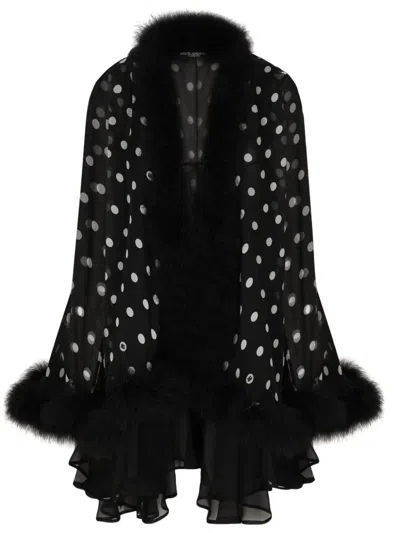 DOLCE & GABBANA POLKA-DOT SILK CAPE