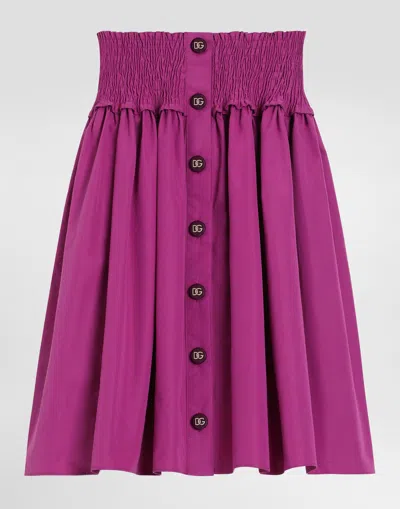DOLCE & GABBANA POPLIN SKIRT WITH DECORATIVE BUTTONS