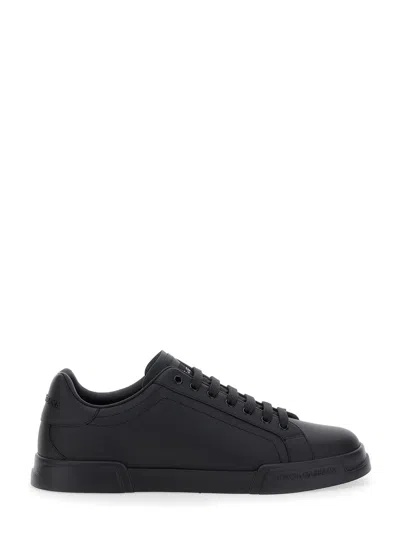 DOLCE & GABBANA DOLCE & GABBANA MEN 'PORTOFINO LIGHT' BLACK SNEAKERS WITH LOGO PATCH ON THE TONGUE AND TONAL LOGO LE