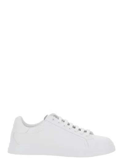 DOLCE & GABBANA DOLCE & GABBANA MEN 'PORTOFINO LIGHT' WHITE SNEAKERS WITH LOGO PATCH ON THE TONGUE AND TONAL LOGO LE
