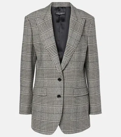 DOLCE & GABBANA PRINCE OF WALES CHECK WOOL-BLEND BLAZER
