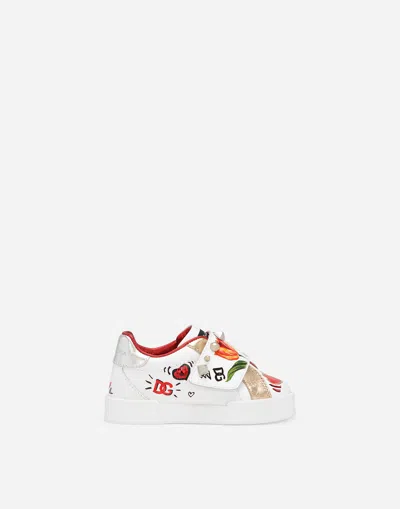 DOLCE & GABBANA PRINTED CALFSKIN LOW-TOP SNEAKERS
