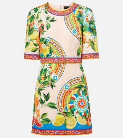 DOLCE & GABBANA PRINTED COTTON-BLEND MINIDRESS