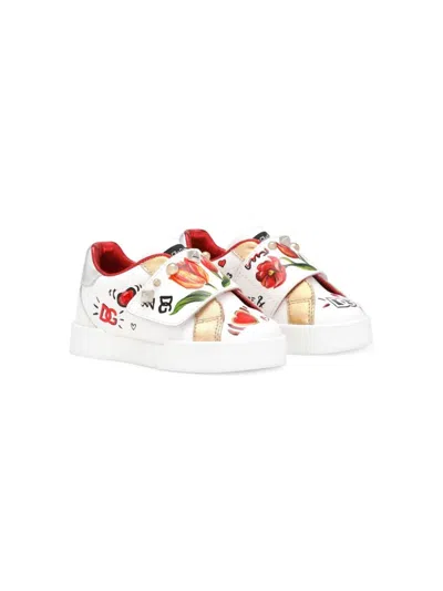 DOLCE & GABBANA PRINTED LEATHER SNEAKERS
