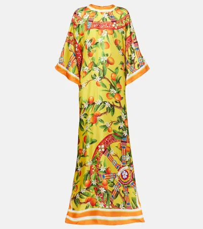 DOLCE & GABBANA PRINTED SILK MAXI DRESS
