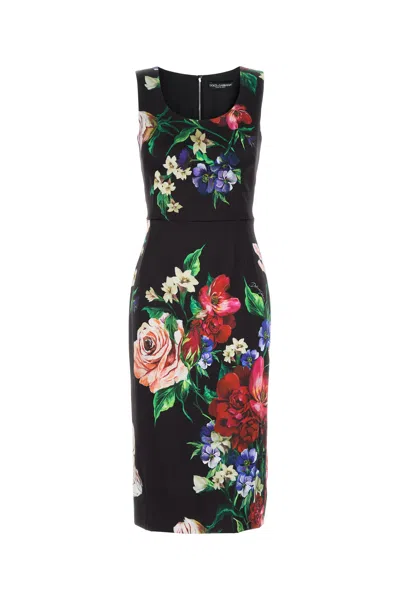 DOLCE & GABBANA DOLCE & GABBANA PRINTED STRETCH SATIN DRESS