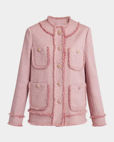 DOLCE & GABBANA RACHEL TWEED SINGLE-BREASTED COLLARLESS JACKET