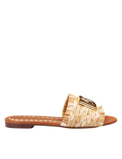 DOLCE & GABBANA DOLCE & GABBANA RAFFIA BRAID SLIPPER WITH FRINGES